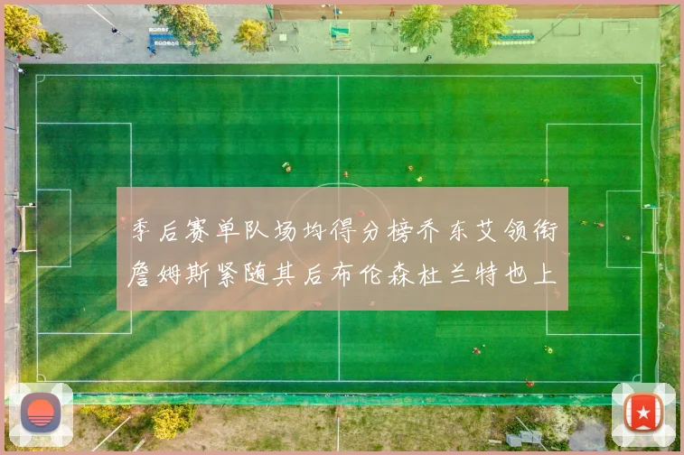季后赛单队场均得分榜乔东艾领衔詹姆斯紧随其后布伦森杜兰特也上榜